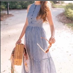 Gal Meets Glam Ardith Midi Gingham Dress Sz 12